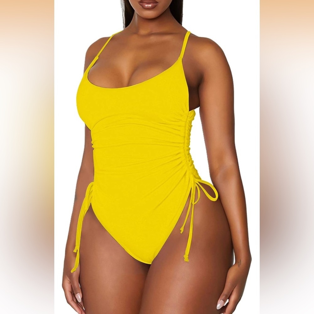 Viottiset Ruched Drawstring One
Piece Swimsuit Tummy Control High Cut M/286